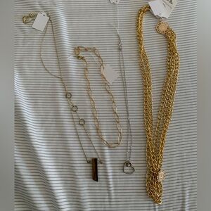Necklace Bundle Silver heart and gold chains.